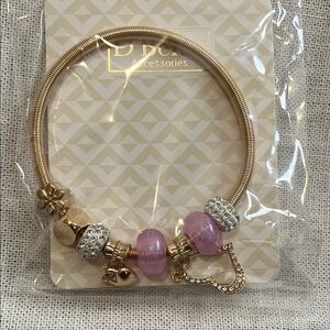 Gold and Pink Charm Bracelet